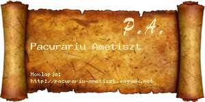 Pacurariu Ametiszt névjegykártya